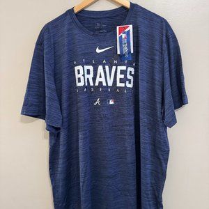 Nike Atlanta Braves MLB Authentic Collection Velocity Practice Shirt Navy Sz 3XL
